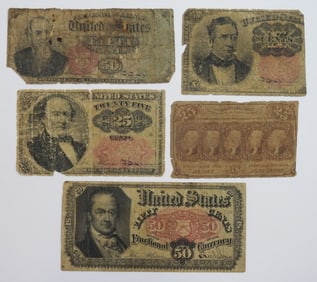 (5) FRACTIONAL CURRENCY PIECES