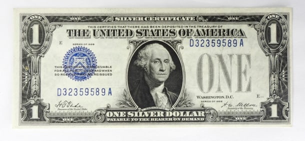 1928 $1 SILVER CERTIFICATE "FUNNY BACK"
