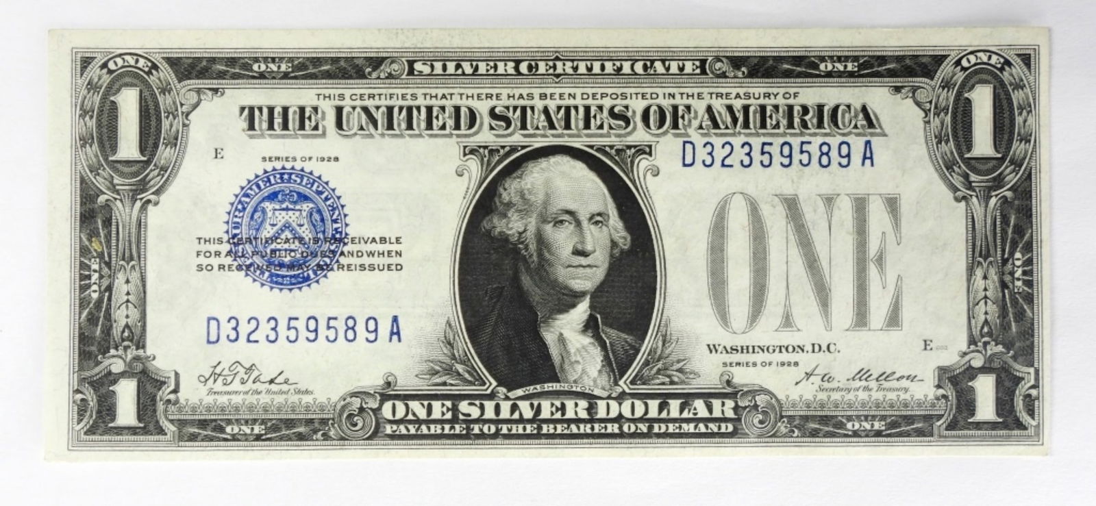 1928 $1 SILVER CERTIFICATE "FUNNY BACK" (1 of 2)