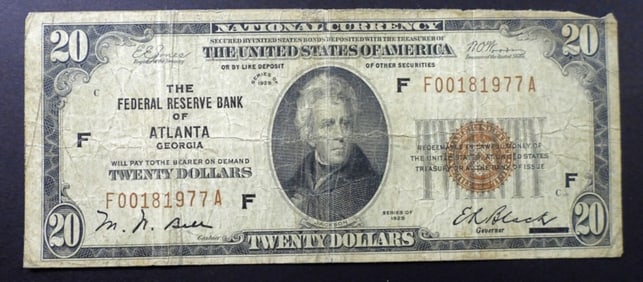 1929 $20 NATIONAL CURRENCY ATLANTA