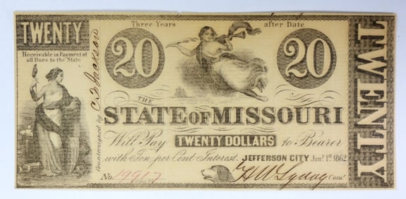 MISSOURI $20 OBSOLETE NOTE