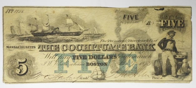 $5 BOSTON ,MA OBSOLETE NOTE