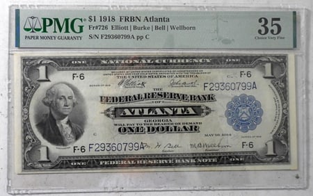 1918 $1 FRBN ATLANTA PMG 35