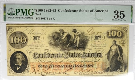 1862 $100 CONF STATES OF AMERICA PMG 35