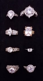 (8) BEAUTIFUL 925 BRIDAL STYLE RINGS