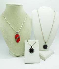 RED JASPER & BLACK ONYX 925 NECKLACES