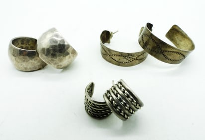 (3) VTG PAIR OF 925 HOOP EARRINGS