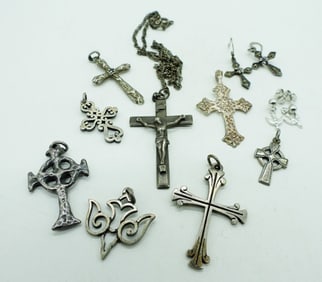 (10) RELIGIOUS 925 PENDANTS / EARRINGS