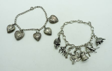 (2) STERLING VTG CHARM BRACELETS