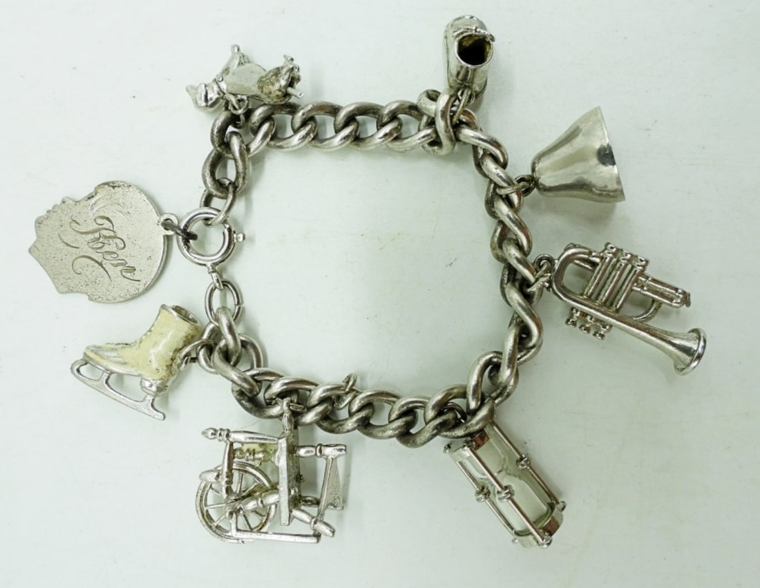 VTG STERLING CHARM BRACELET, CIRCA 60s (1 of 1)