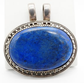 LARGE VTG STERLING LAPIS PENDANT