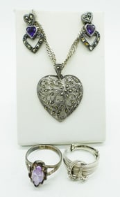 AMETHYST STERLING HEART JEWELRY
