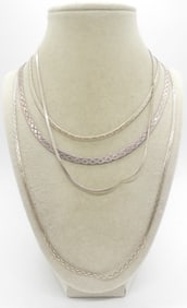 (4) FANCY STERLING CHAINS
