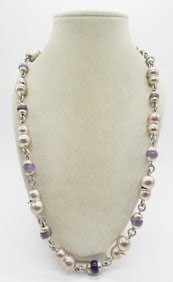 STERLING AMETHYST CHUNKY NECKLACE