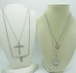 (4) STERLING DIAMOND LIKE NECKLACES