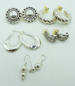 (5) PAIR STERLING PIERCED EARRINGS