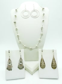 STERLING FASHION EARRINGS & NECKLACE