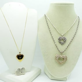 HEART SHAPED STERLING PENDANTS & CHAINS
