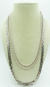 (3) HEAVY STERLING CHAIN NECKLACES