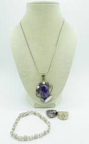 CHAROITE, AMETHYST, BLUE TOPAZ 925