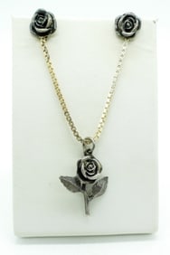 STERLING ROSE SHAPED SET