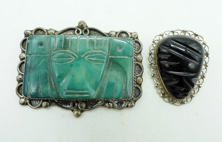 BLACK & GREEN ONYX STERLING PINS