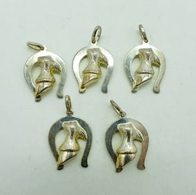 (5) HORSE SHOE / HOOF PENDANTS IN 925
