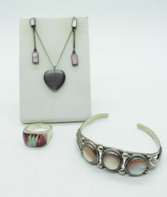 PINK MOP STERLING SET