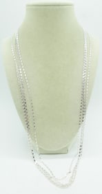(4) STERLING CHAIN NECKLACES 26"