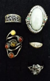 (5) GORGEOUS STERLING RINGS