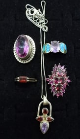 RUBY, AMETHYST, OPAL RINGS / NECKLACE 925