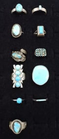 (11) STERLING TURQUOISE RINGS