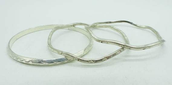 (3) STERLING BANGLE BRACELETS