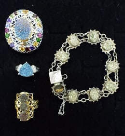 DRUZY RINGS & BRACELET IN STERLING