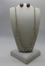 STERLING BEADED NECKLACE / EARRINGS