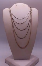 (5) STERLING CHAINS, VARIOUS STYLES