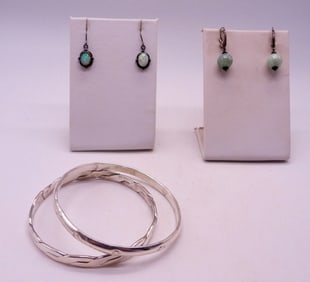 VTG 925 BANGLES & 2 PAIR EARRINGS