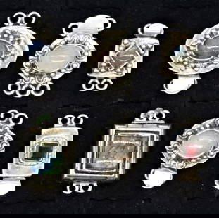 STERLING CLASPS - LABRADORITE & MORE: SIX STERLING CLASPS FOR JEWELRY MAKING. LABRADORITE, GARNET & ROSE QUARTZ GEMSTONES. VERY PRETTY! (26.2