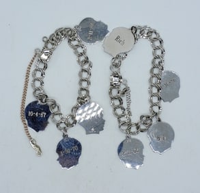 (2) STERLING CHARM BRACELETS