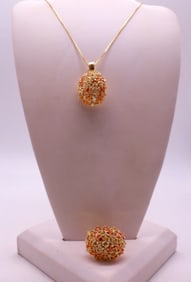 STERLING GOLD TONE YELLOW CZ SET