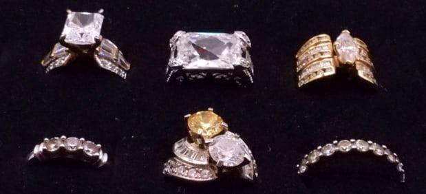 (6) BRIDAL STYLE FASHION 925 RINGS