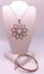MILOR 925 OPEN FLOWER & BRACELET
