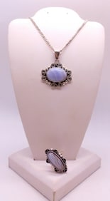BLUE LACE AGATTE MATCHING SET