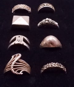 (8) STERLING BAND RINGS
