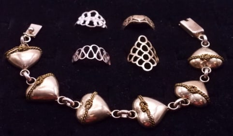TAXCO HEART BRACELET 925 & RINGS
