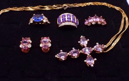 AMETHYST 925 GOLD TONE RINGS & MORE