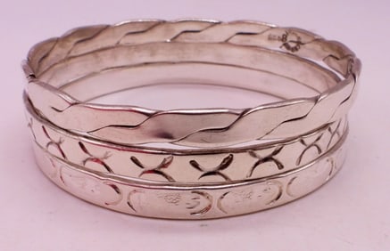 (3) STERLING BANGLE BRACELETS