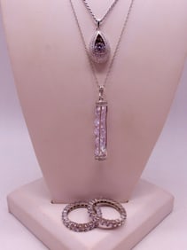 SIMULATED DIAMOND NECKLACES / RINGS 925