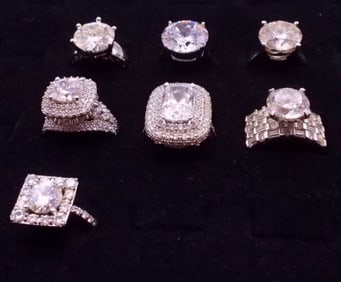 (7) STERLING BRIDAL STYLE RINGS