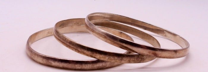 (3) PLAIN STERLING BANGLE BRACELETS